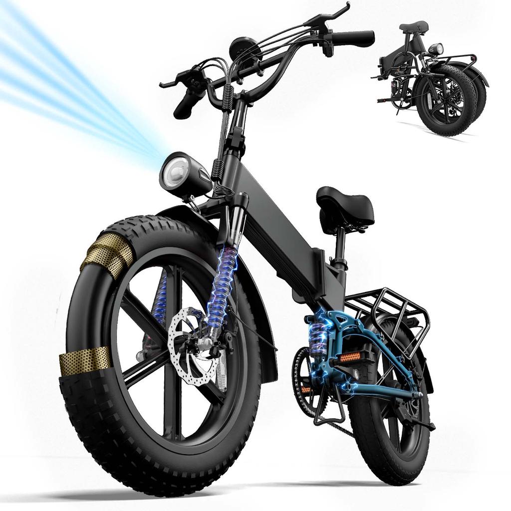 URLIFE-T5 Adult Electric Bike, 48V 750W Rated Motor, 13Ah Removable Battery, 20×4.0" Fat Tire Folding E-Bike for Commuting & All-Terrain