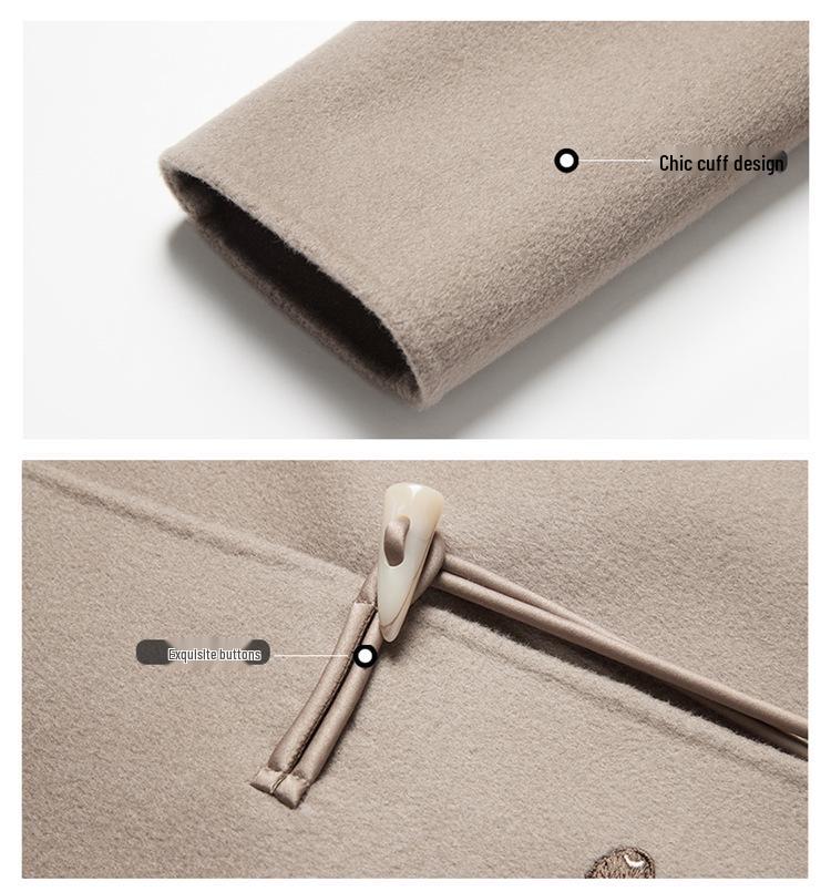 Mom's Embroidered Double-Faced Cashmere V-Neck Short Coat for Middle-Aged and Elderly Women - Autumn/Winter Fashion