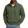 Men's Casual Stand-Up Collar Long-Sleeve Top Print Button-Down Sweatshirt