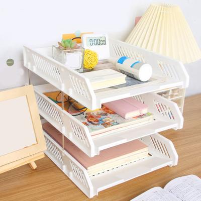 3 Tier Stackable Letter Tray Desk Paper Organizer Plastic File Document Storage Rack for Home Office School