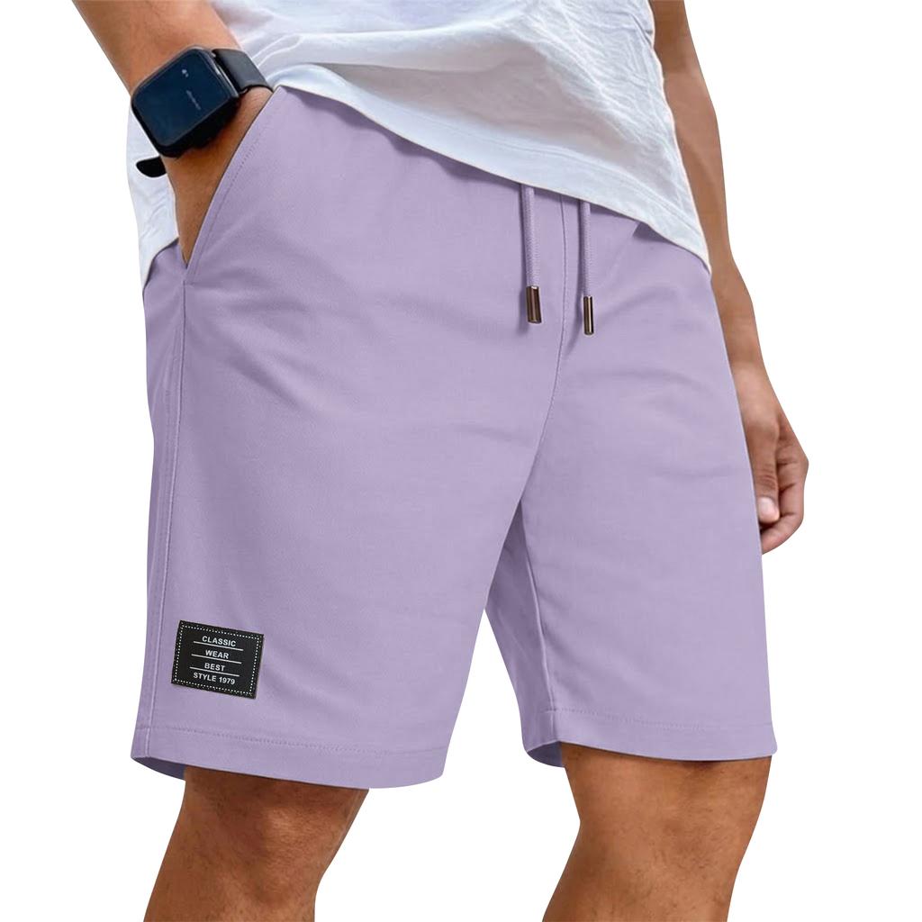 Men's Summer Drawstring Shorts With Pockets  Men's Casual Straight-Leg Beach Pants