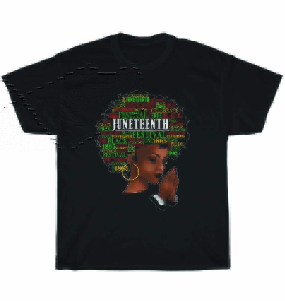 

Juneteenth Melanin Black Women Natural Hair Afro Word Art T-Shirt Unisex Gift L