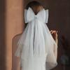 Flower Girl Veil Lace Bow Hair Wedding Headpeice White Sheer Simple Covering