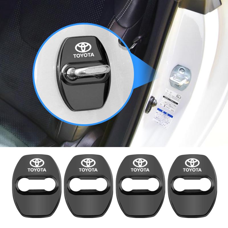 4Pcs Car Door Lock Cover Protective Buckle Cap for Toyota Yaris Hilux Prius Auris Corolla Camry RAV4 Exterior Accessories