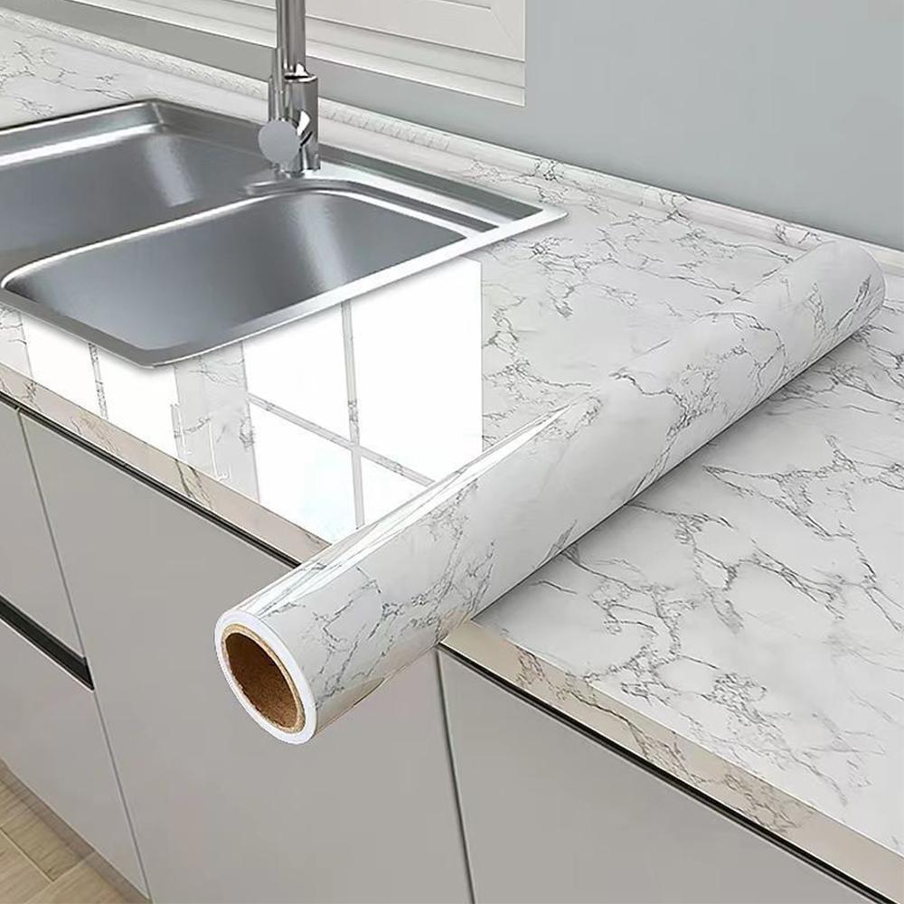 Marble Vinyl Film DIY Self Adhesive Wallpaper Bathroom Kitchen Cupboard Countertops Contact Paper PVC Waterproof Wall Stickers