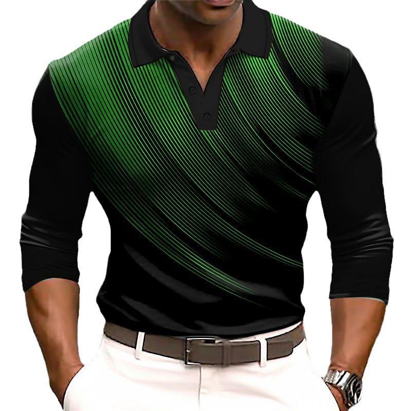 Geometriska gradientlinjer herr business 3D-tryck fritid vår och höst långärmad pikétröja
