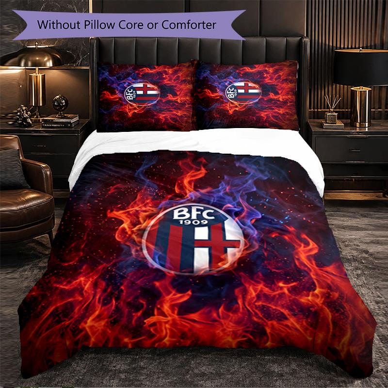 Bologna FC Themed Bedding 3Pcs Duvet Cover Set Decorative Bed Linen For Teen Room Home Decoration