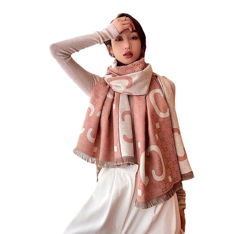 New European and American Style Autumn and Winter Versatile Warm Autumn and Winter Scarf for Women High End Imitation Cashmere Letter Shawl