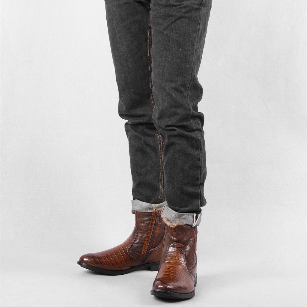 Retro pánské zimní boty Teplé módní kožené boty do sněhu