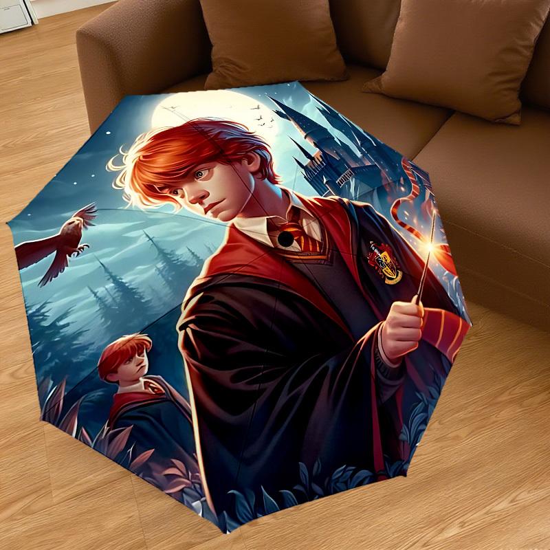 1PC Hogwarts Ron Weasley Umbrella-8-Rib Reinforced, Automatic Open, Lightweight & Durable, Cute Fashion Accessory for Outdoor, D2687