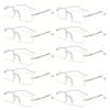10PCS Anti Blue Light Rimless Reading Glasses For Women Men Metal Square Frame Presbyopic Glasses Computer Spectacles