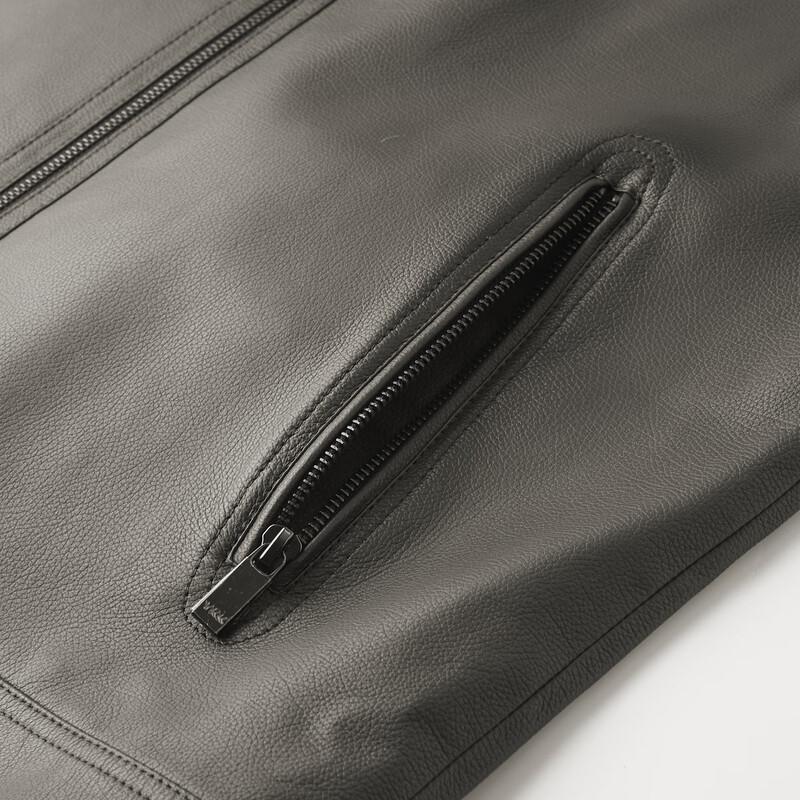 Shanshan Men's Sheepskin Stand Collar Leather Jacket