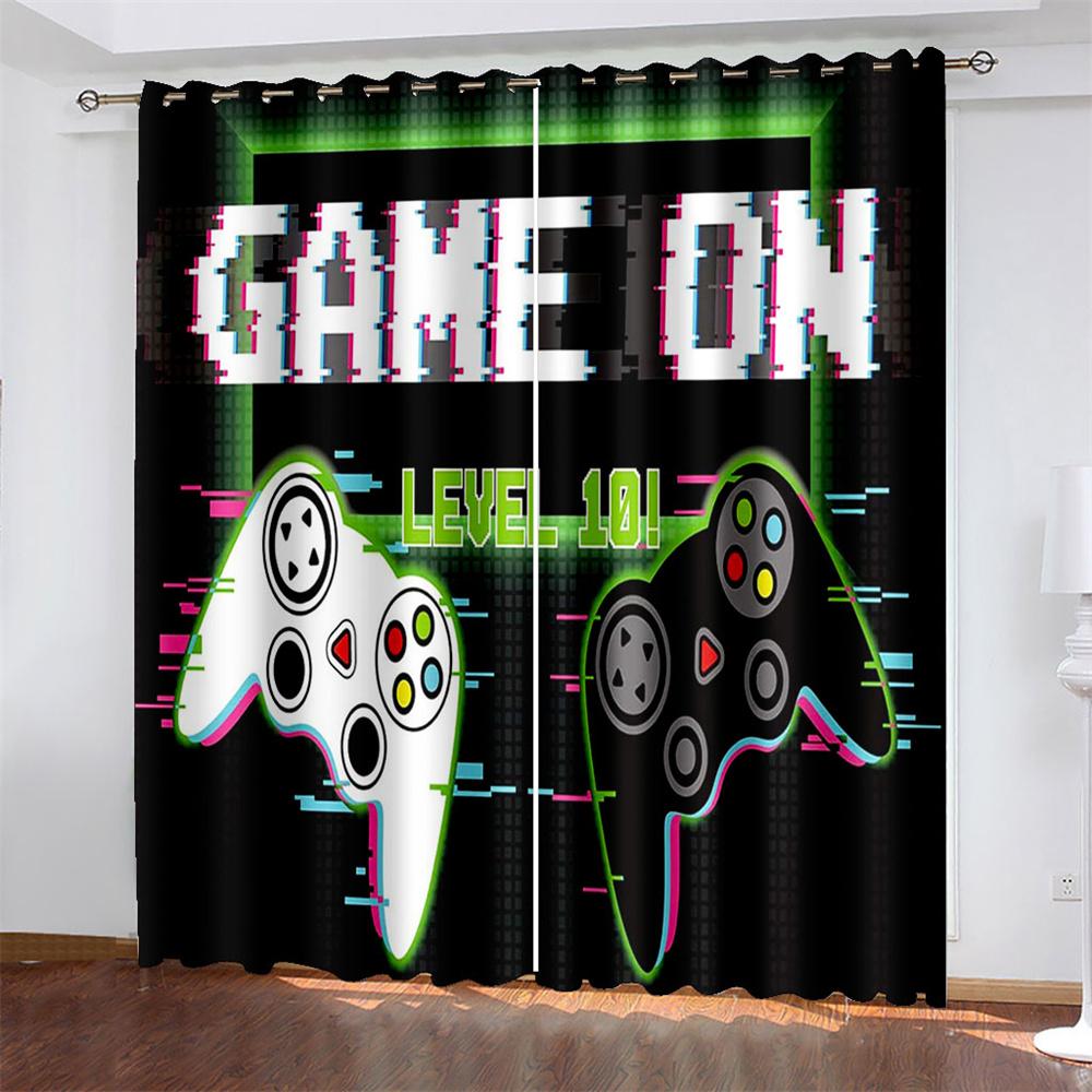 Colorful Game Console  Printed Woven Curtains  Two Independent Curtains on The Left and Right  Blackout Curtains for Bedrooms