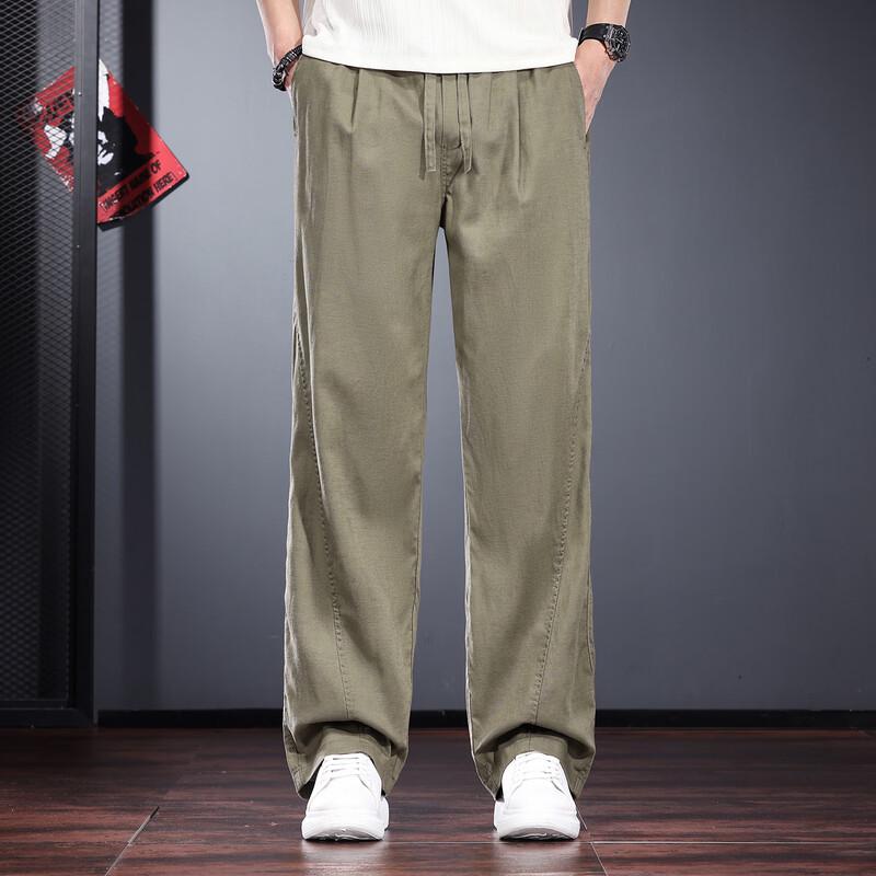

Men s Linen Blend Loose Straight-Leg Casual Pants 3XL