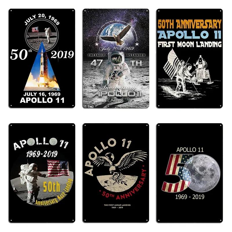 Apollo th Anniversary Moon Landing Newspaper Metal Sign Wall Mural Club Pub Wall Cave Print Tin Sign Poster