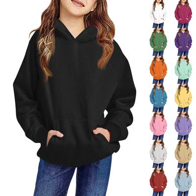 Moletom infantil com capuz, meninos e meninas, cor sólida, manga comprida, bolso com capuz