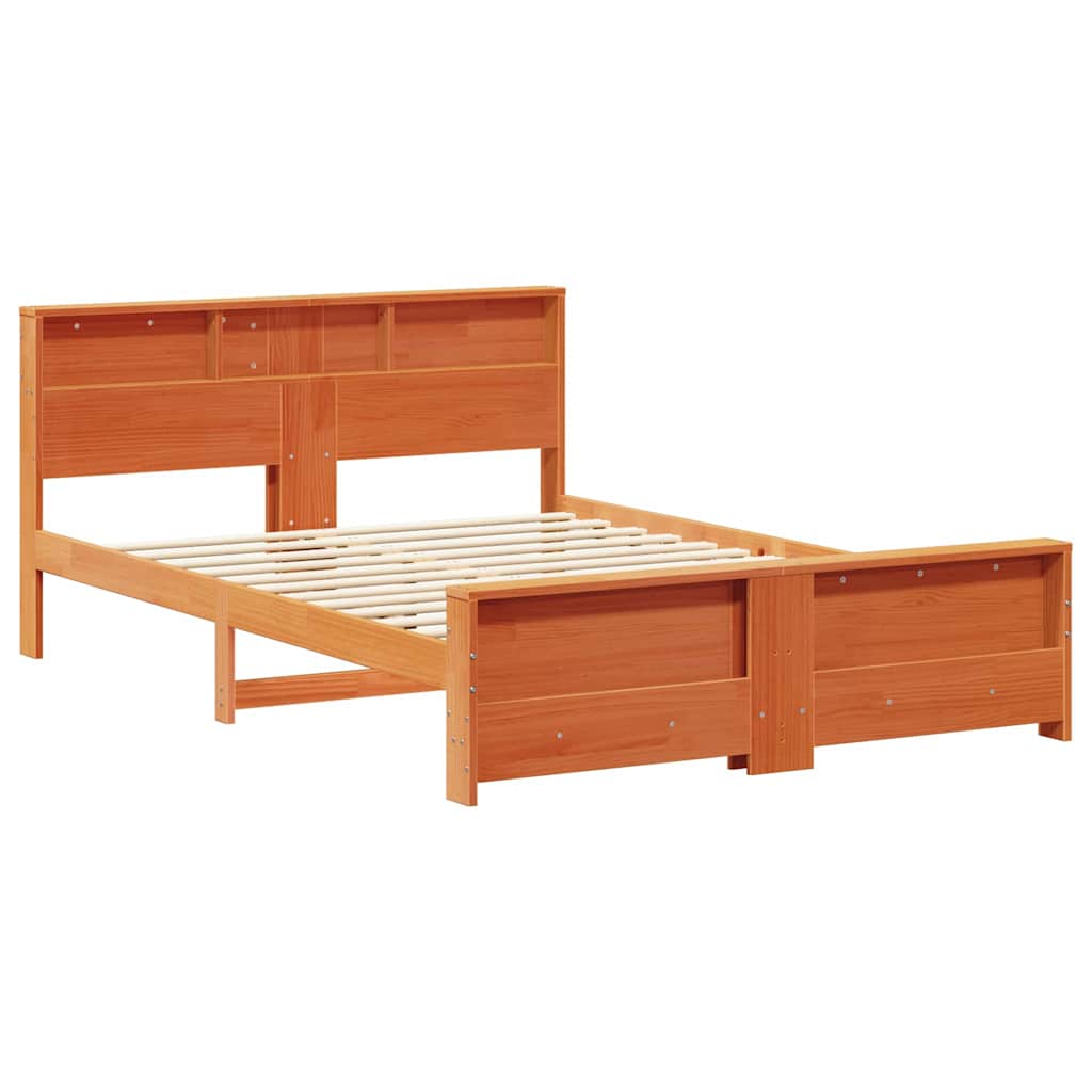 Bed Frame with Headboard Wax Brown 140 X 200 Cm Engineered Wood