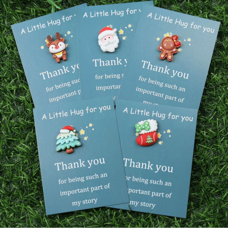 10pcs Mini Hug Cards with Resin Decorations Christmas Birthday Valentine Greeting Thank You Cards Bulk Gifts for Friends Family
