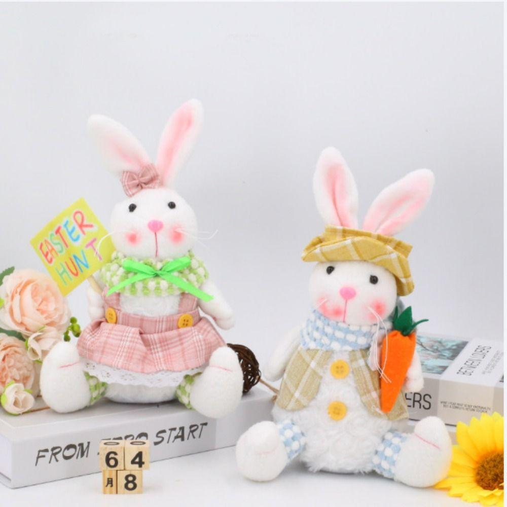 Cute Doll Easter Plush Bunny Ornament Cartoon Easter Rabbit Doll  Home Decor