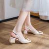 Französische Sommer High Heels Einzelne Schuhe Damenschuhe Grobe Absätze Sandalen Damen Stil Neuer Stil