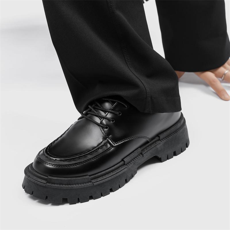 New Mens Leather Shoes In British Style with Thick Soles, Height-Enhancing Fashionable Oxford Design, For Business and Casual