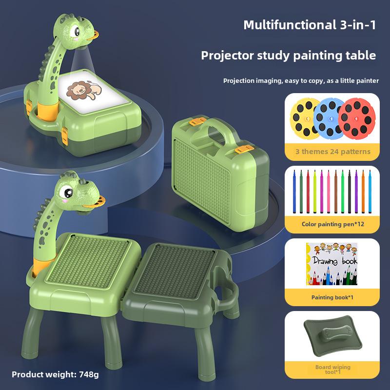 Deer-Shaped Projection Drawing Table with Sound & Light - Children's Graffiti and Writing Toy Set