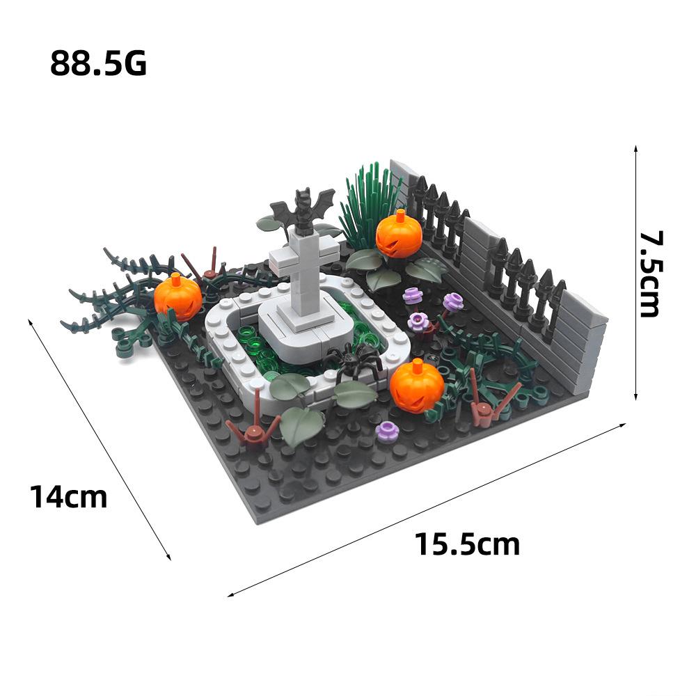 Halloween Decoration Building Block Cemetery Street Scene Ornament Ghost Reaper Toy