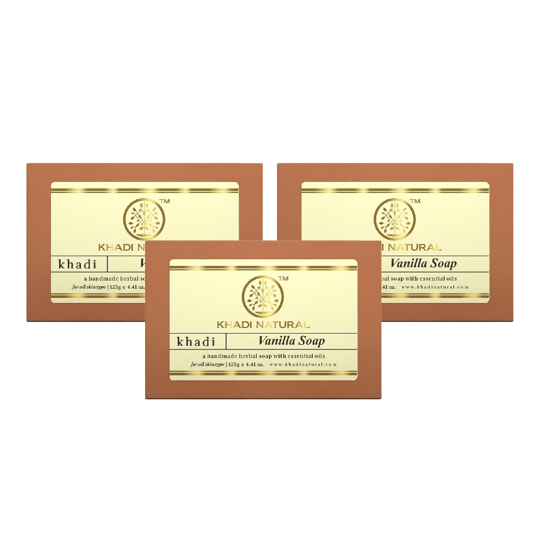 

Khadi Natural Herbal Vanilla Soap 125 g x Pack Of 3 Moisturizing Bath Bar For Soft Smooth Radiant Skin All Types