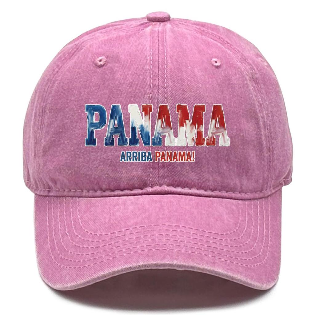 "PANAMA" "ARRIBA PANAMA" Flag Printed Sun Hat , Adjustable Snapback Baseball Cap Curved Brim Hip Hop Vintage Non-Stretch Fabric Sun Hat