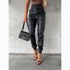 Street Trend High-Waist Leather Pants for Women - European & American Motorcycle Style, Autumn/Winter Fashion