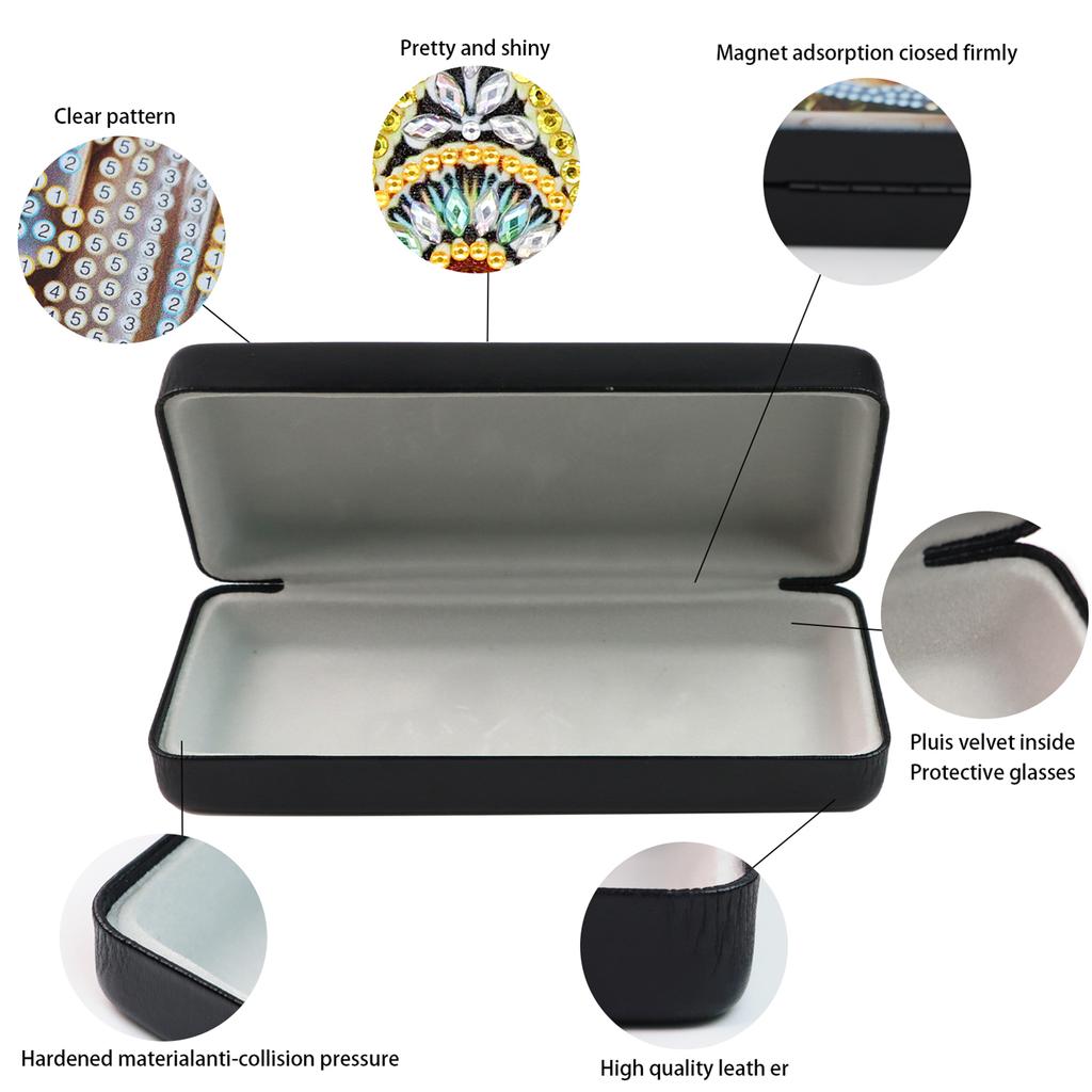 PU DIY Diamond Art Myopia Glasses Case Special Shape Diamond Painting Hyperopia Glasses Box for Daily Commute Travel Carrying