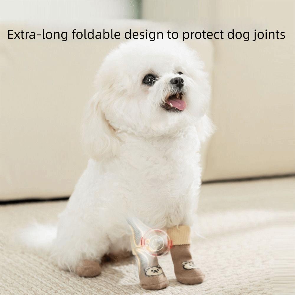 4Pcs Anti-Slip Knitted Socks Strong Grip Pet Paw Protector Premium Cozy Dog Socks  Indoor
