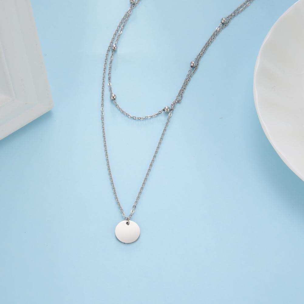 Cazador Double Layer Chain Necklace for Women Stainless Steel Round Dics Pendant Beads Chain Minimalisst Jewelry Fashion Choker