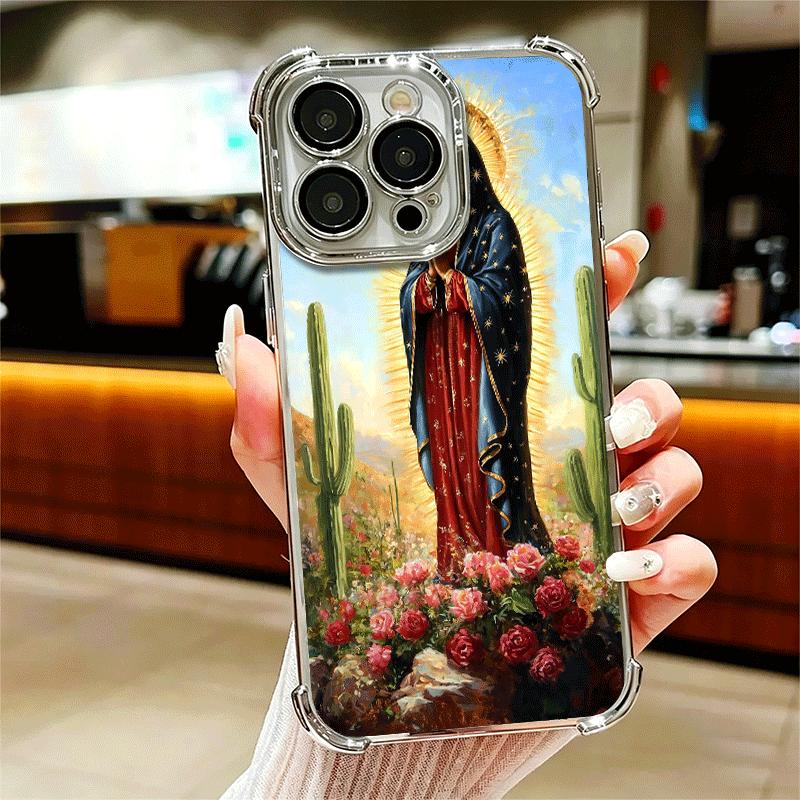 

Virgen Mary Virgin De Guadalupe Soft Phone Case For iPhone 15 16 17 Air 14 Pro Max 16E Plus 13 12 Mini Plating Anti-Fall Fundas iPhone 12 Mini