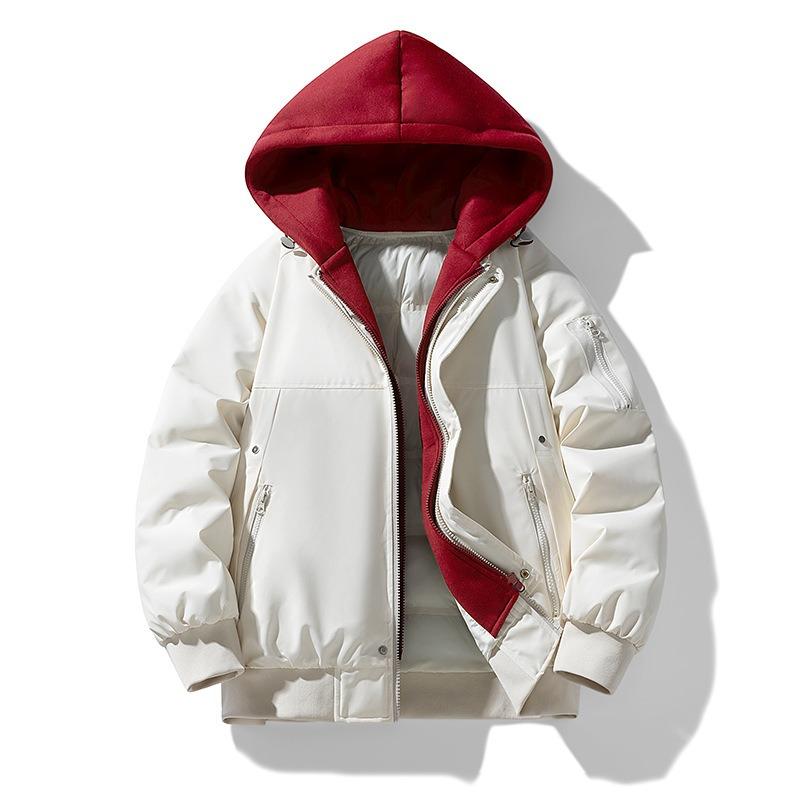 Printable OO Fake Two-piece Cotton-padded Clothes for Men and Women, Loose Cotton-padded Clothes In Winter, Couple's Hats, Removable Coats for Men