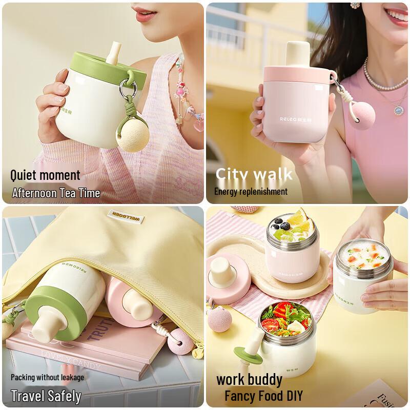 RELEA An An Thermal Breakfast Mug with Spoon