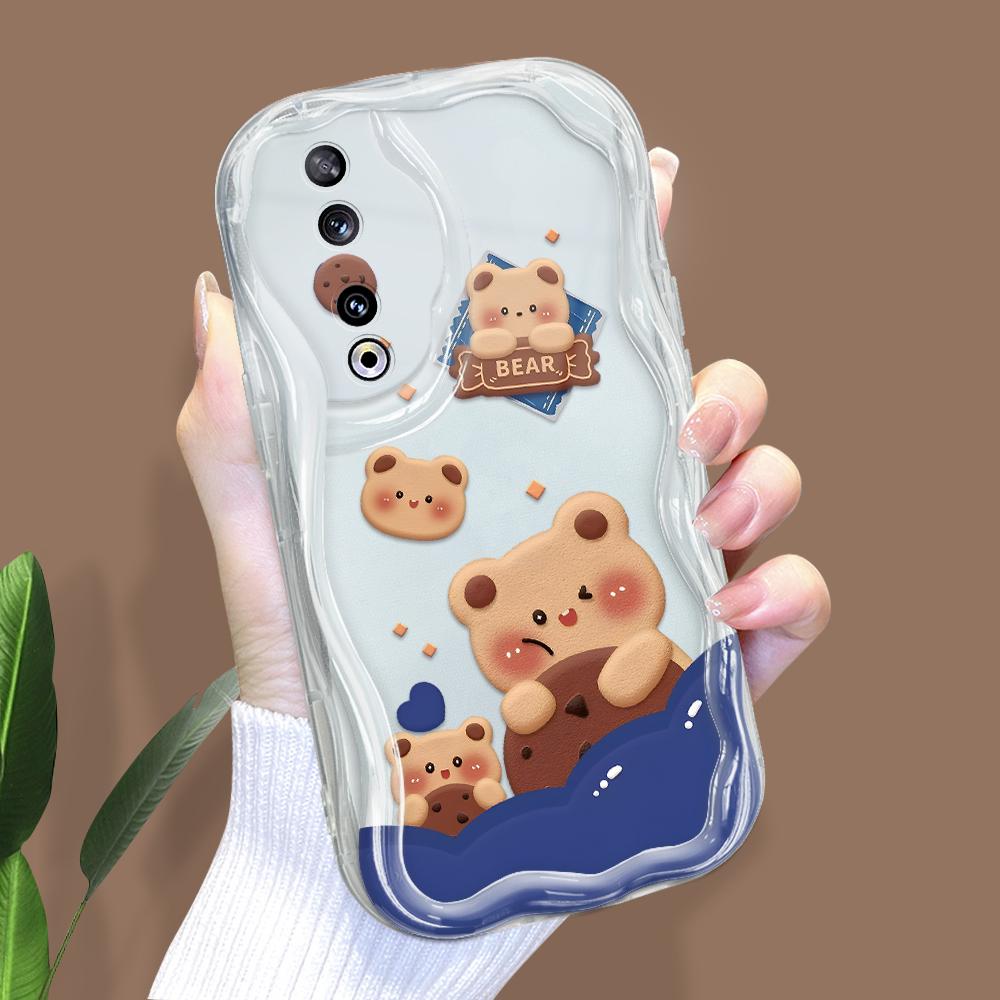 Model drăguț de desene animate Carcasă cu textura cremă cu margine ondulată Husă din silicon moale pentru telefon pentru Huawei Honor Infinix Tecno iPhone