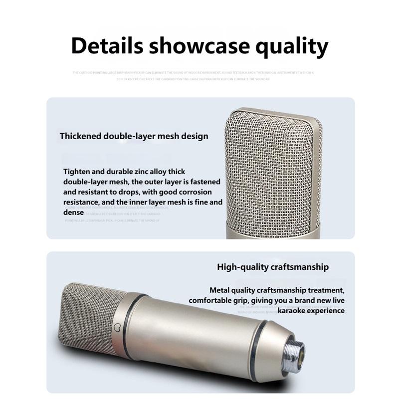 Top Studio Metal U87 Condenser Microphone Professional Cardioid Studio Mic for Recording Podcasting Voice Over Streaming Home  A