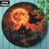Halloween Witch Castle Aluminum Sign Vintage Wall Art Decor 8 Inch Round Metal Art