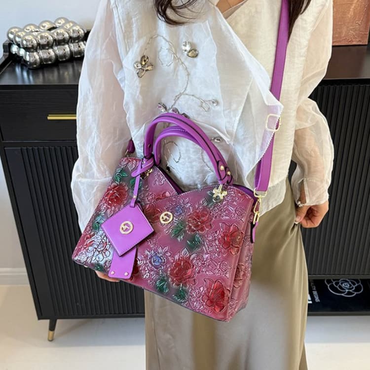 Women's hand-painted tote bag shoulder crossbody bag