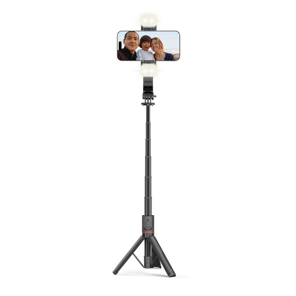 Tech-Protect L05S Bluetooth Selfiestang Stativ & LED-lys Svart