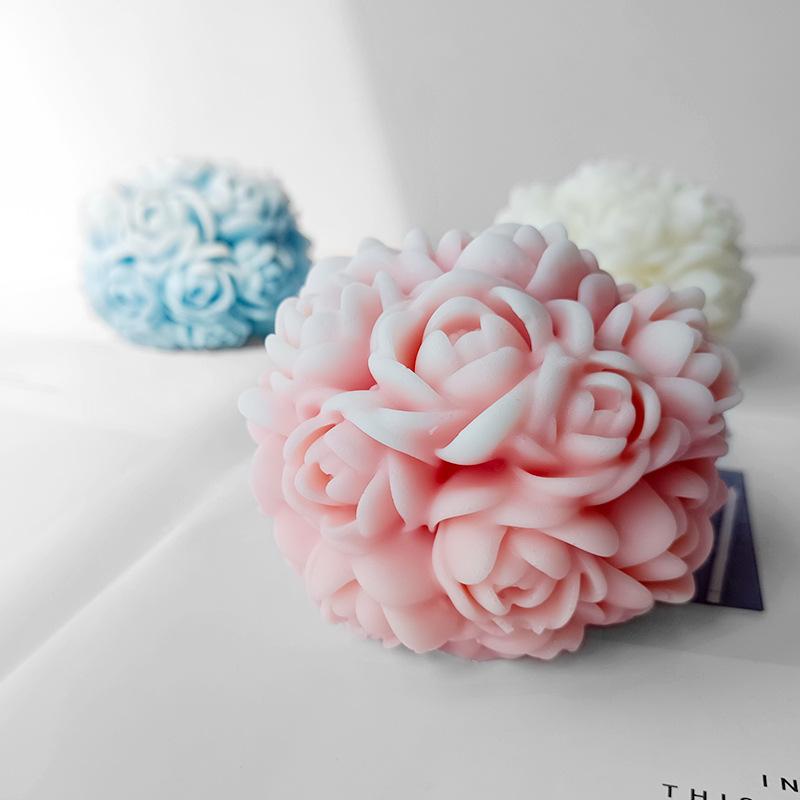 Flower Ball Mold Silicone Rose Ball Mold Aroma Candle Mold Aroma For Crafting Home Fragrance Romantic