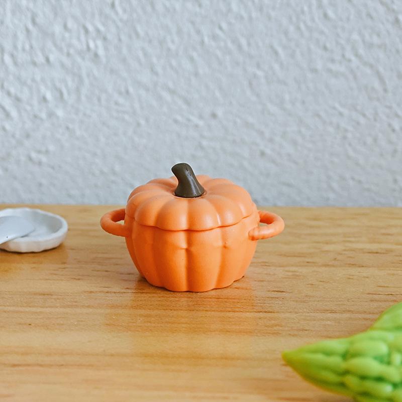 

1pc Mini Pumpkin Soup Pot Ornament Perfect for Dollhouse Mini Kitchen Holiday Gift No Electricity Required decoration home decor