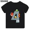 Hot Sale Different Car Print Funny Boys Clothes 1 2 3 4 5 6 7 8 9 Years Birthday Number Cartoon Kids T shirt Baby Girls TShirts