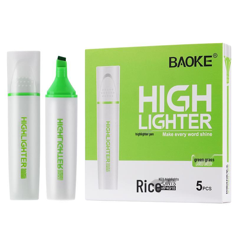 BaoKe Fluorescent Double-Ended Marker Pen - 12 Eye-Care Colors, Quick-Dry, Student Highlighter & Planner Tool. трава зеленый
