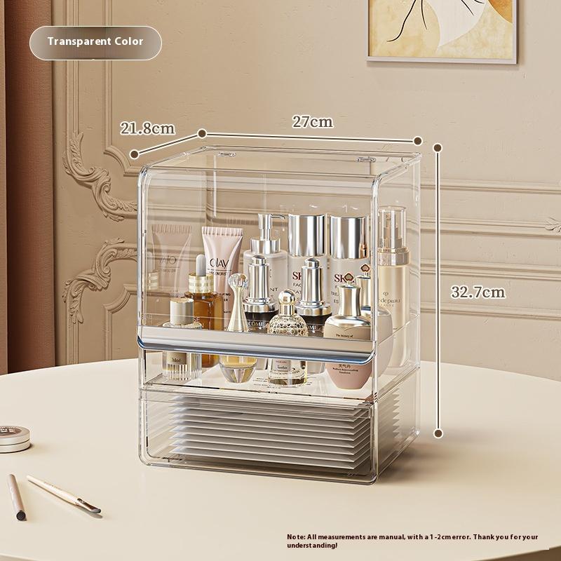 

Cosmetics Storage Box Desktop Premium Sense Dust-proof Large Capacity Dresser Transparent Skin Care Shelf