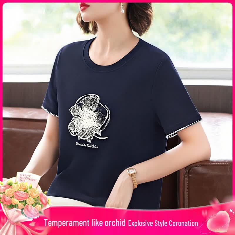 KAVON 2026 Summer Women s Premium Cotton Printed Short Sleeve T-Shirt L