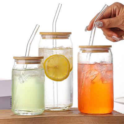 Copo de Vidro para Bebidas 500/600 ML Com Canudo e Tampa Copo para Bubble Tea Caneca de Água Doméstica Chá de Leite