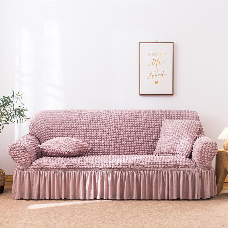 Seersucker Fabric Sofa Cover All Inclusive Lace Thickened Non Slip Dustproof Sofa Cover for Four Seasons