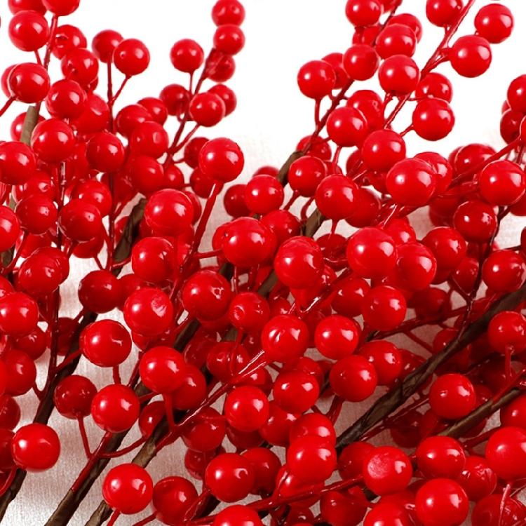 10Pcs/lot Artificial Berries Stems red Christmas Berries Branch Ornament for Holiday Home Decorations and Crafts